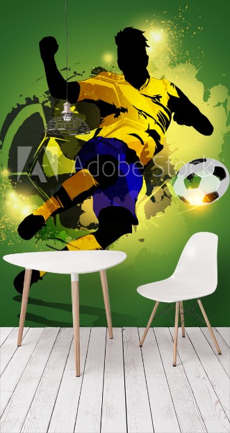 Afbeeldingen van Colorful soccer player shooting
